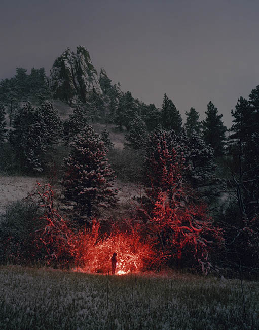 Cold and Dark Landscapes Illuminated by the Red Glow of Emergency Flares flare4