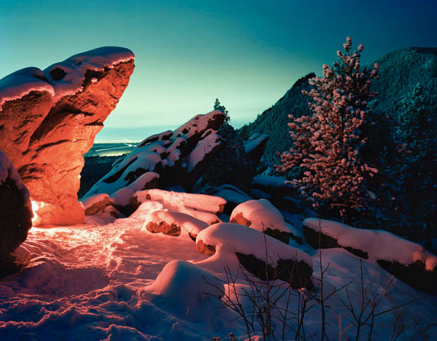 Cold and Dark Landscapes Illuminated by the Red Glow of Emergency Flares takerefuge 9