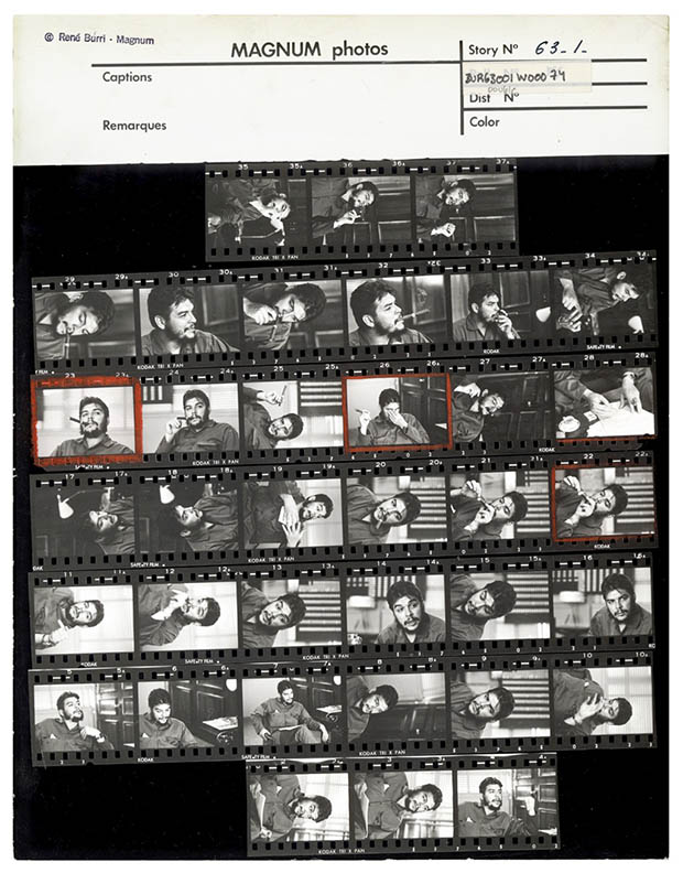 René Burris Contact Sheet That Led to an Iconic Photo of Che Guevara circled small