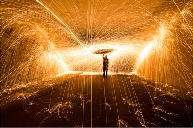 A Creative Light Painting Photograph That Makes Sparks Look Like Rain sparksumbrella 1
