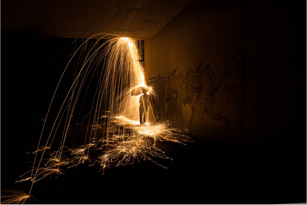A Creative Light Painting Photograph That Makes Sparks Look Like Rain sparksumbrella 6