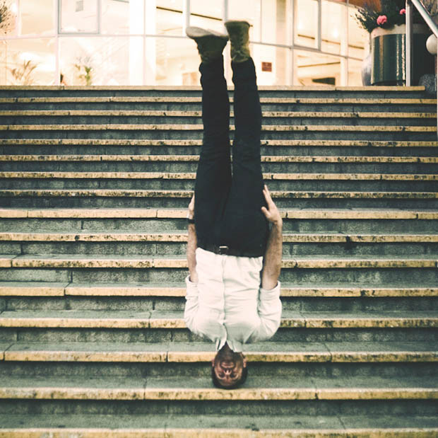 Curious Self Portraits of a Photographer Balancing On His Head upsidedown 12
