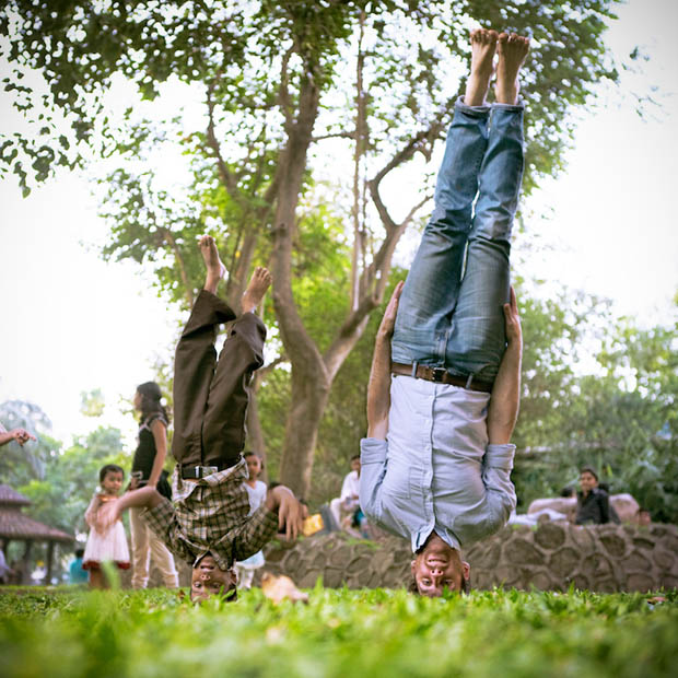 Curious Self Portraits of a Photographer Balancing On His Head upsidedown 15