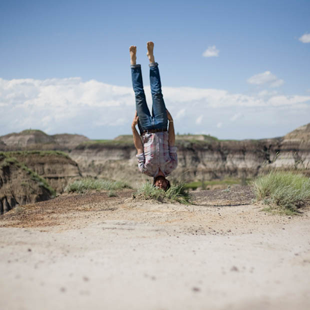 Curious Self Portraits of a Photographer Balancing On His Head upsidedown 16