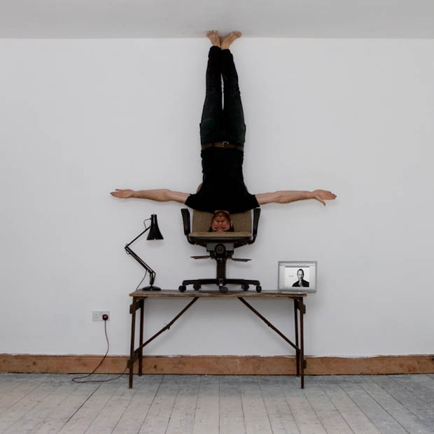 Curious Self Portraits of a Photographer Balancing On His Head upsidedown 9