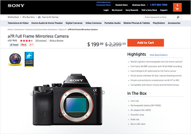 sony a7r cost